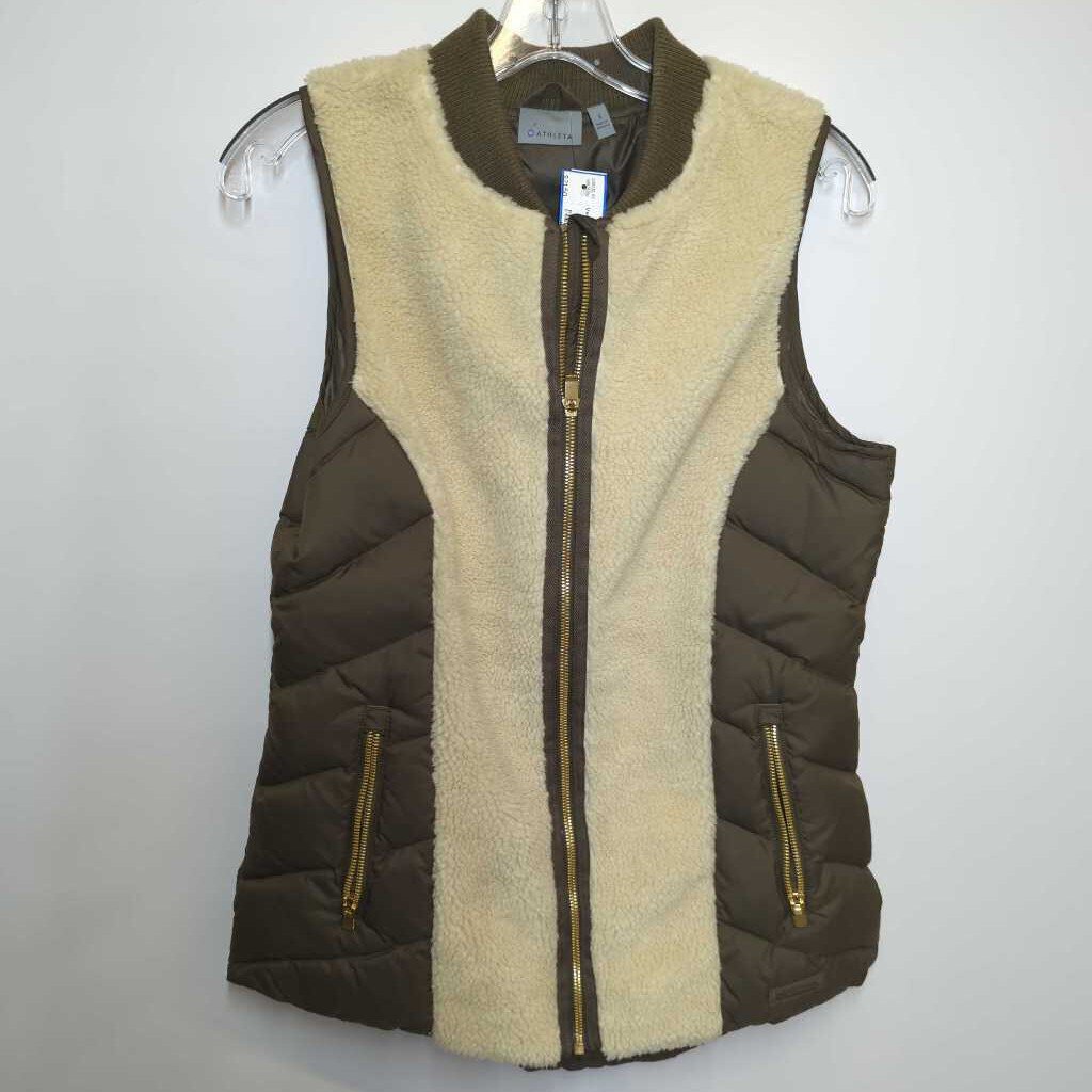 Athleta Vest S Green/Cream