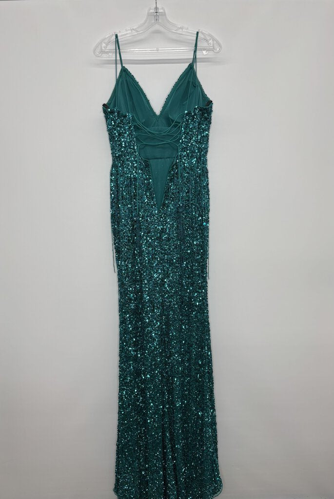 Sherri Hill Prom Dress 6 Teal Sequins