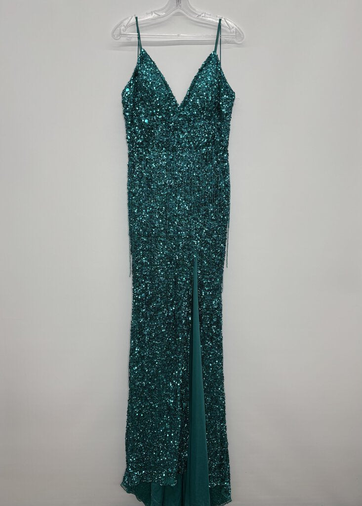 Sherri Hill Prom Dress 6 Teal Sequins