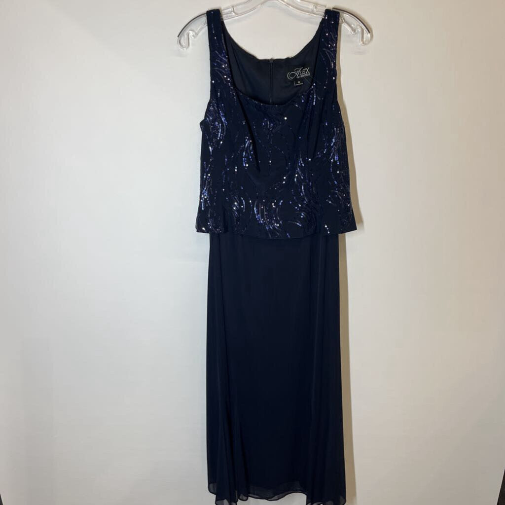 Alex Evenings Dress M/10 Navy