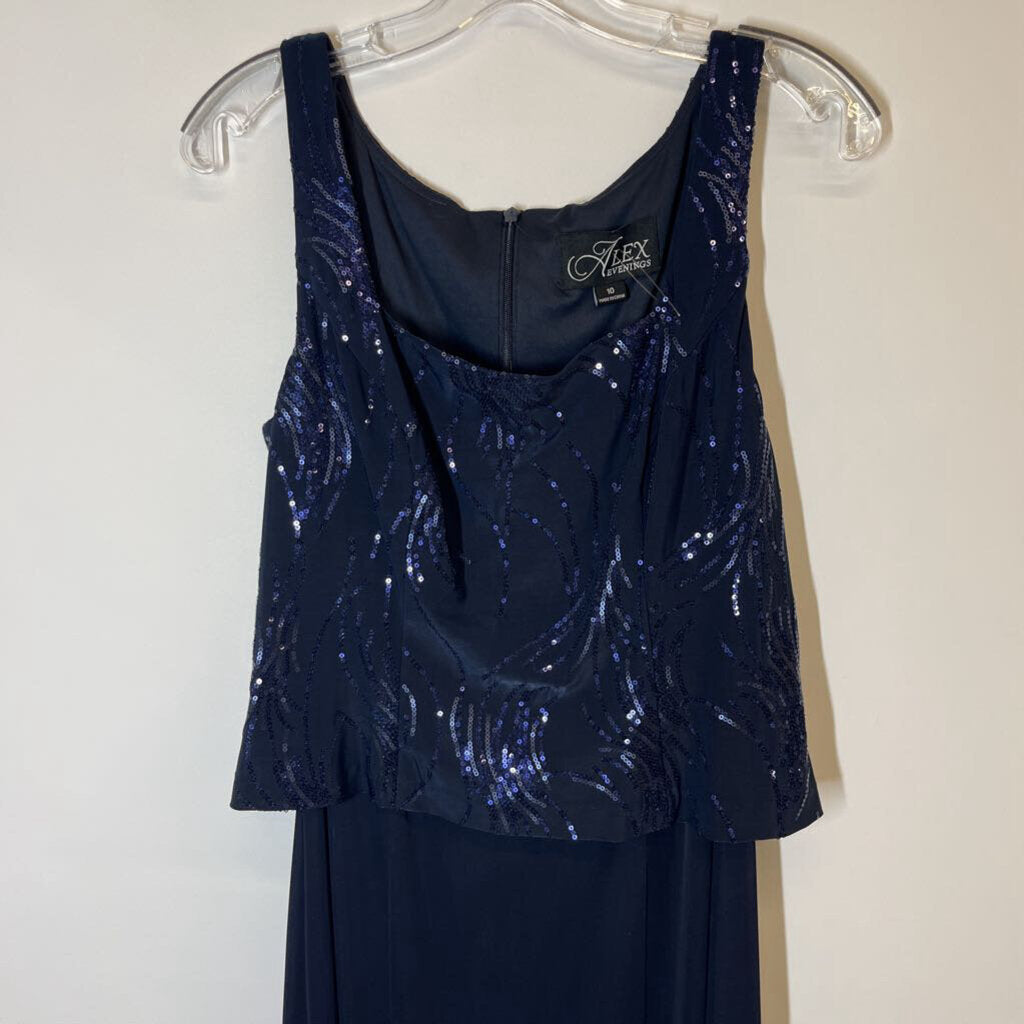 Alex Evenings Dress M/10 Navy