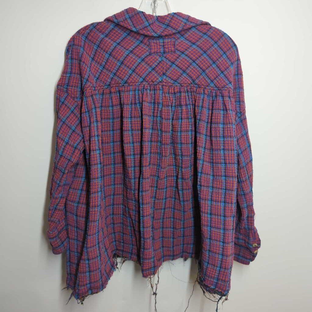 Free People Long Sleeve S Purple Plaid