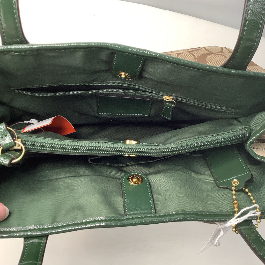 Coach Purses Handbag Signature/Green Python