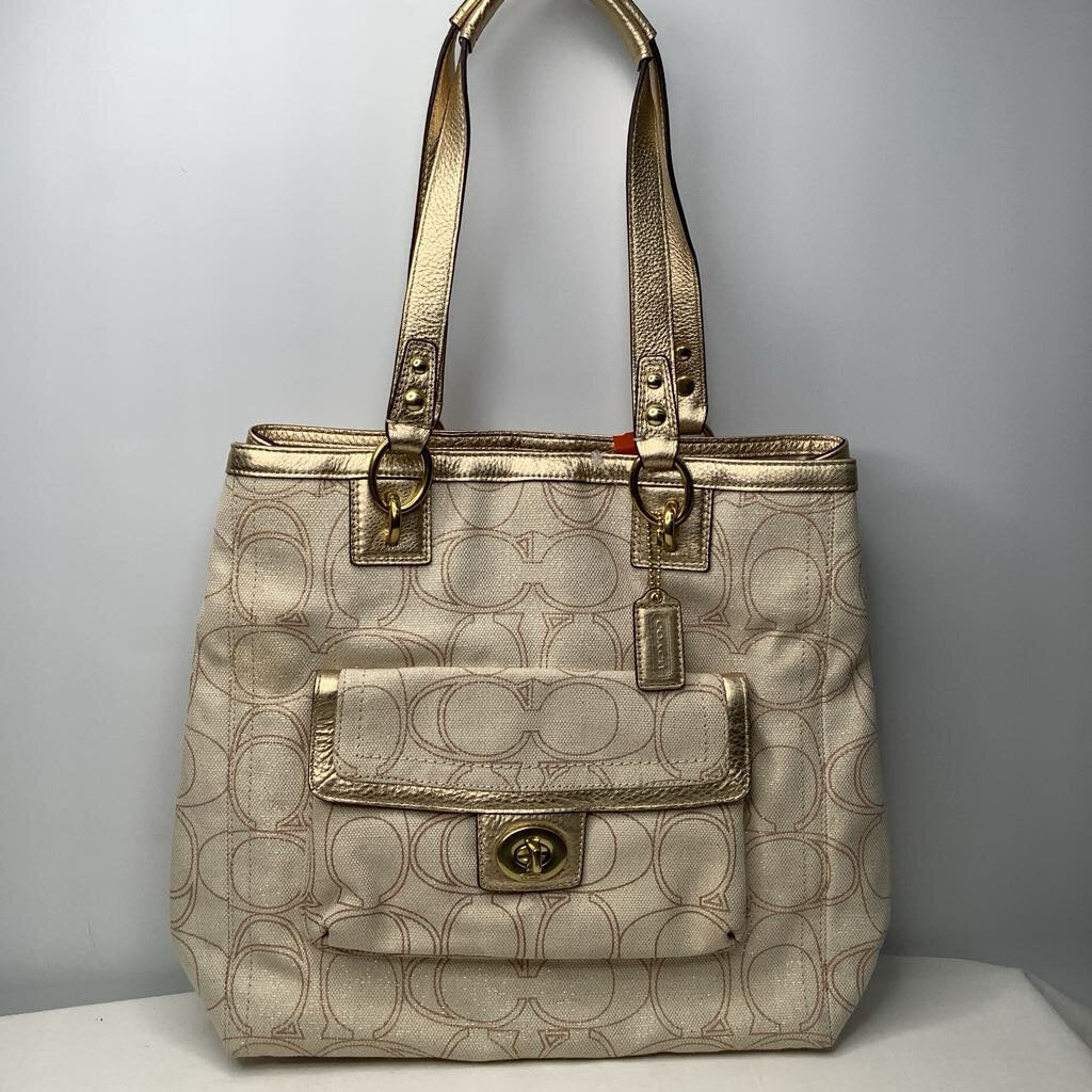 Coach Purses Shoulder Ivory/Rose/Gold