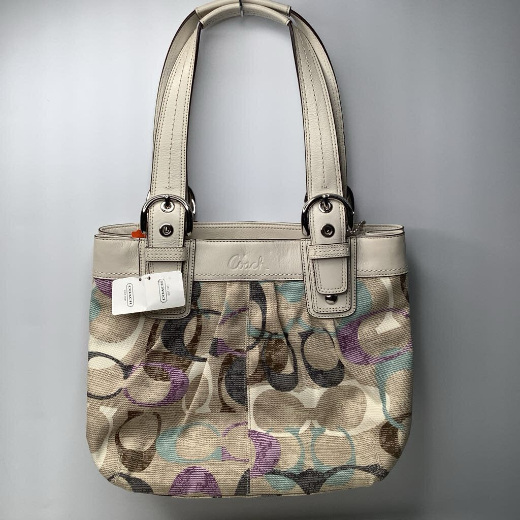 Coach Purses Medium Shoulder Ivory/Purple