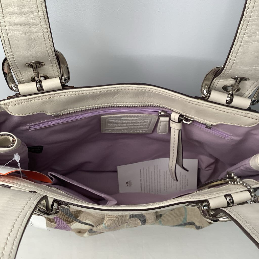 Coach Purses Medium Shoulder Ivory/Purple