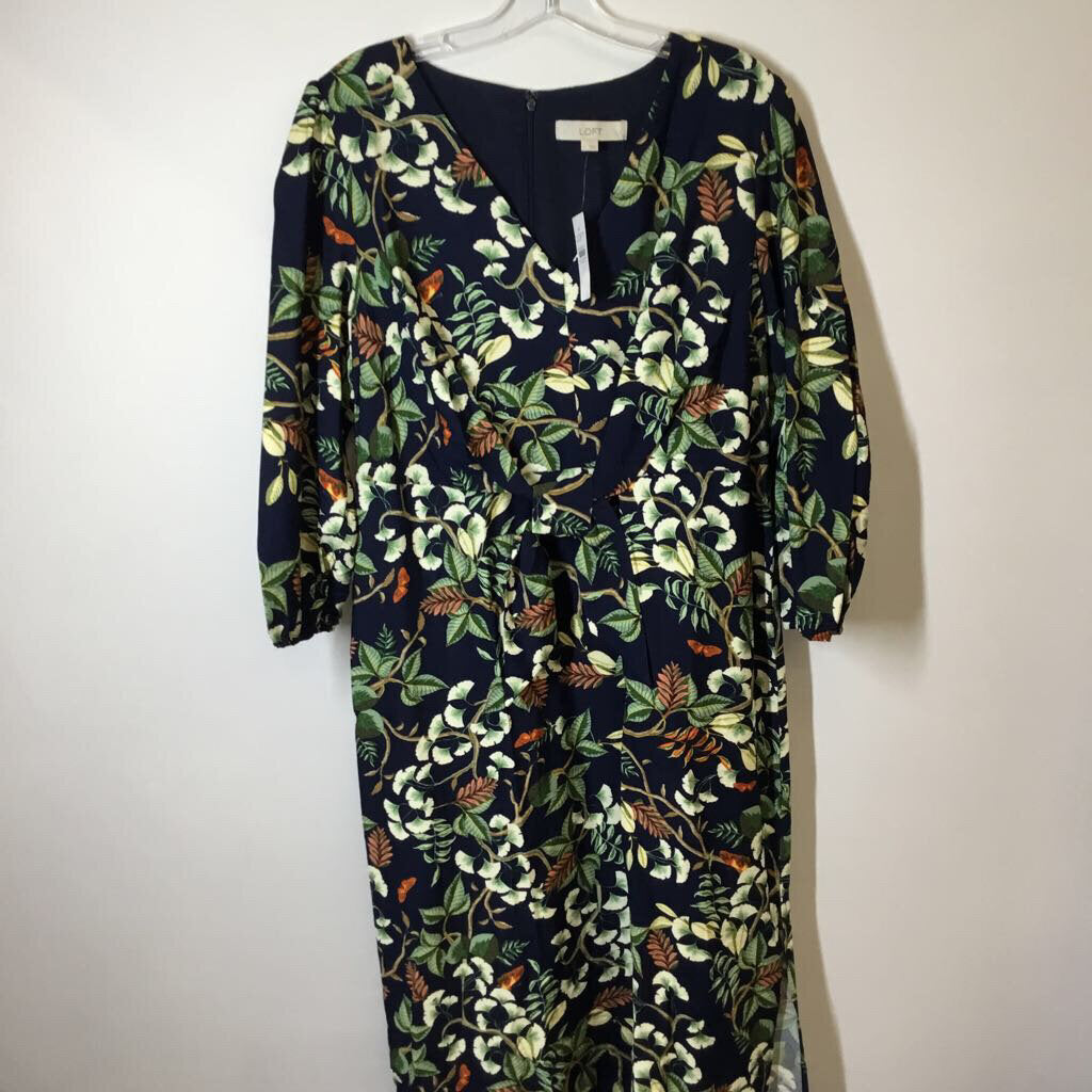 Loft Dress 12/L Floral/Navy