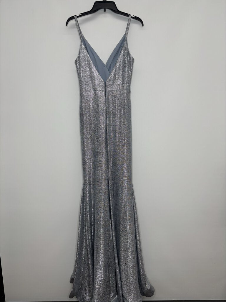 Betsy & Adam Prom Dress 5/6 Blue Silver
