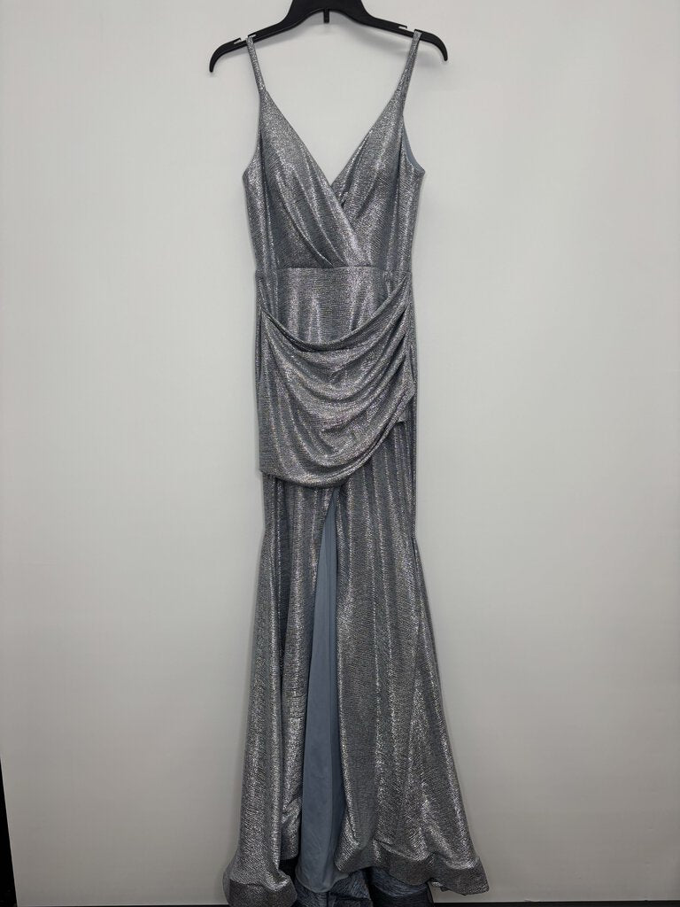 Betsy & Adam Prom Dress 5/6 Blue Silver