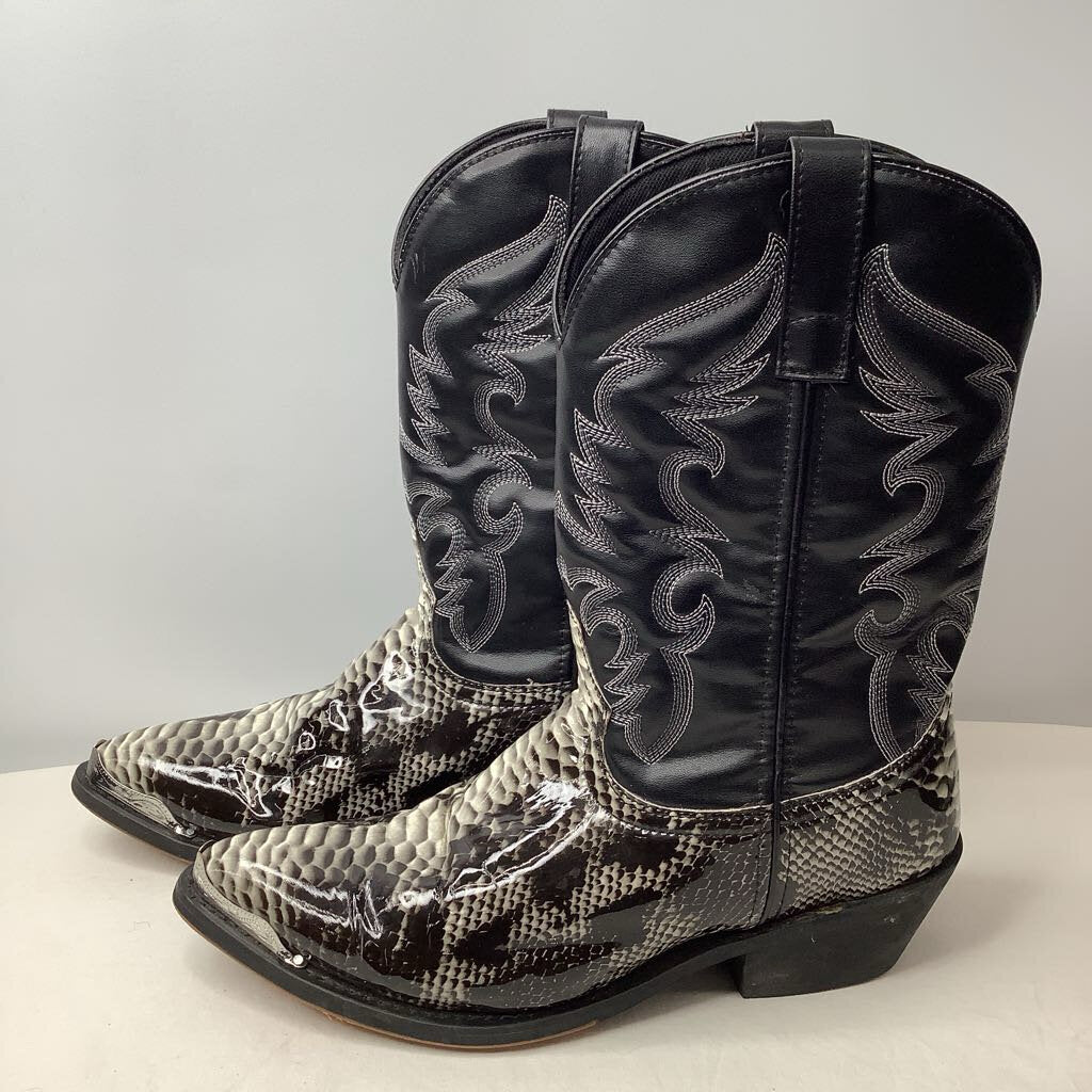 Laredo Boots Men's 10.5D Black Monty Snake Print
