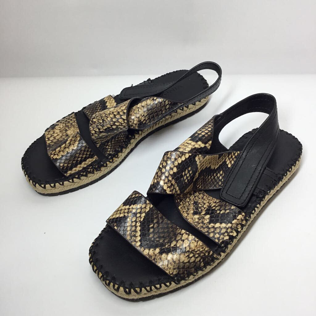 Vince Sandals 6.5 Black/Tan Animal Print