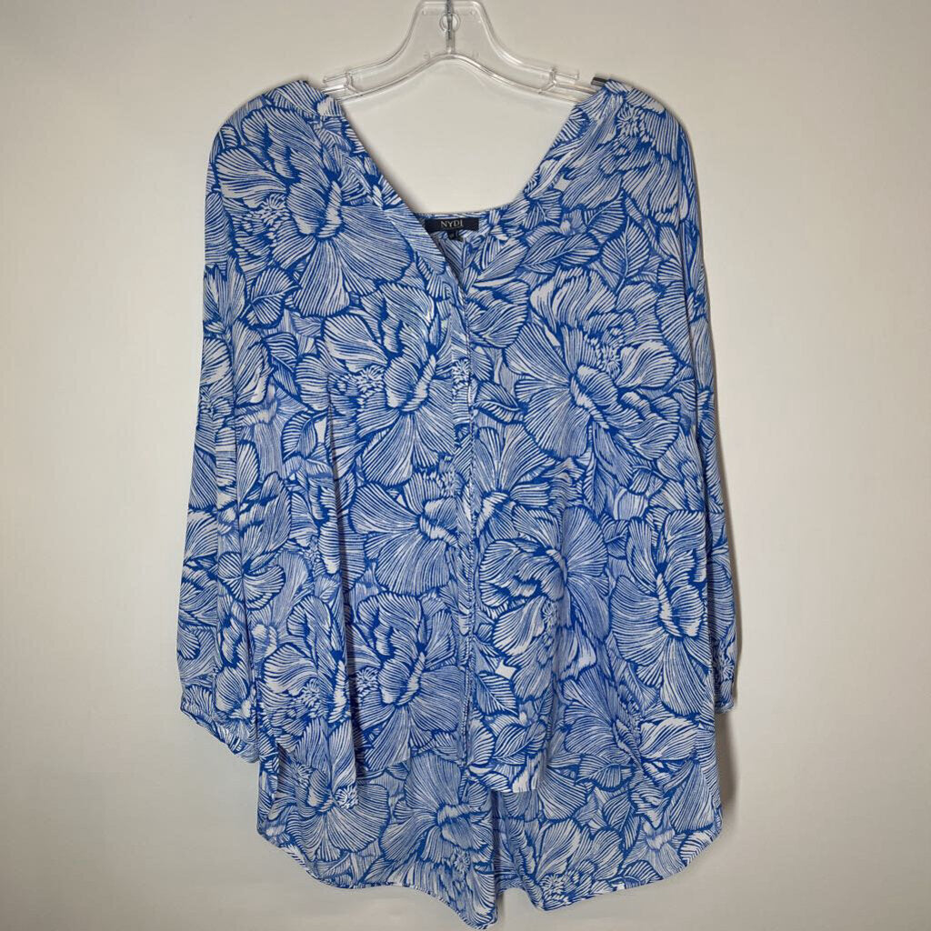 NYDJ Shirt 0X Plus Blue/White