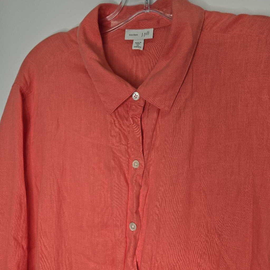 J.Jill Button Down 2X Plus Coral