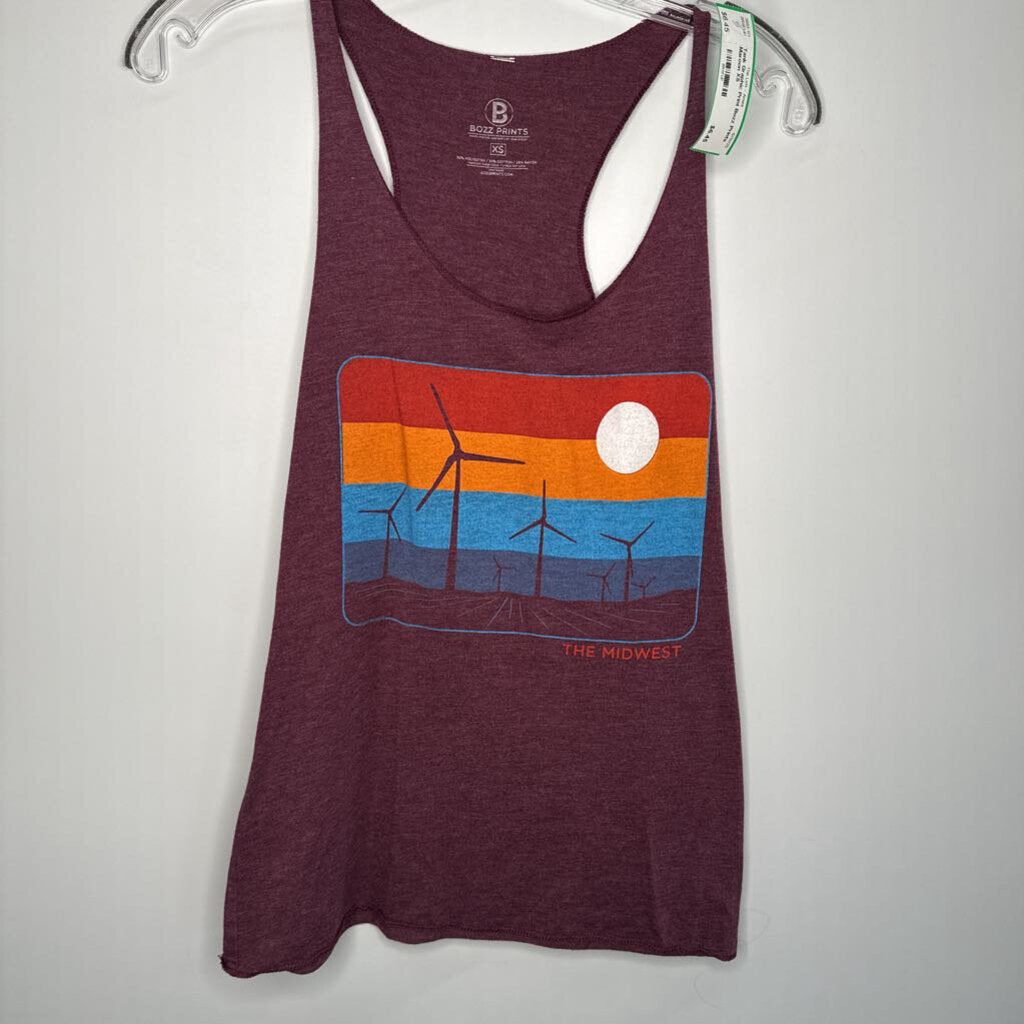 Graphic Print Tank XS Maroon
