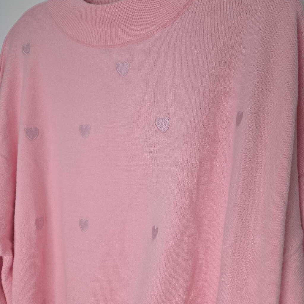 Pink Lily Sweater 2X Plus Pink Hearts