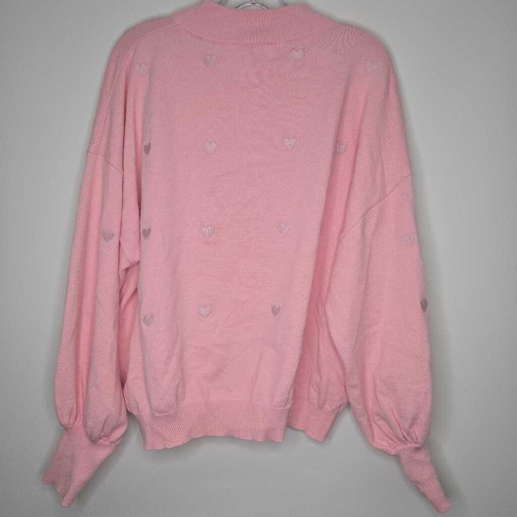 Pink Lily Sweater 2X Plus Pink Hearts