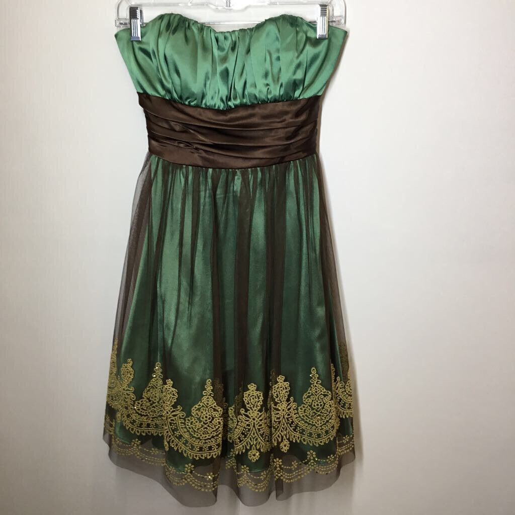 Blondie Nites Homecoming Dress XS Green/Brown