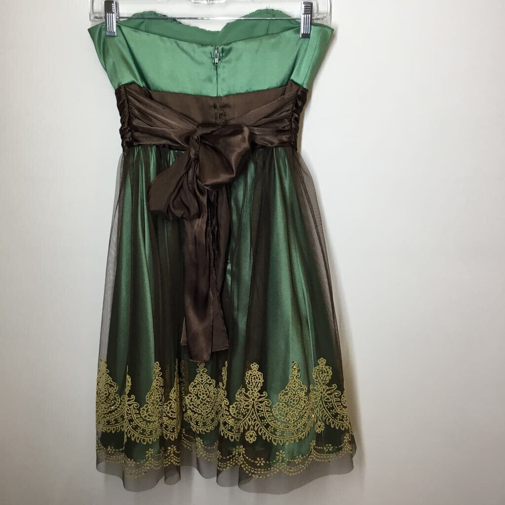 Blondie Nites Homecoming Dress XS Green/Brown