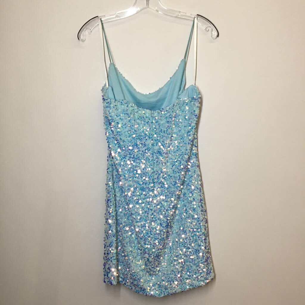 B. Darlin Homecoming Dress 15/16 Light Blue Sequins
