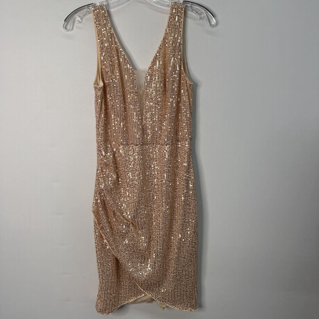 Grace Karin Dress M Cream/Gold Sequins