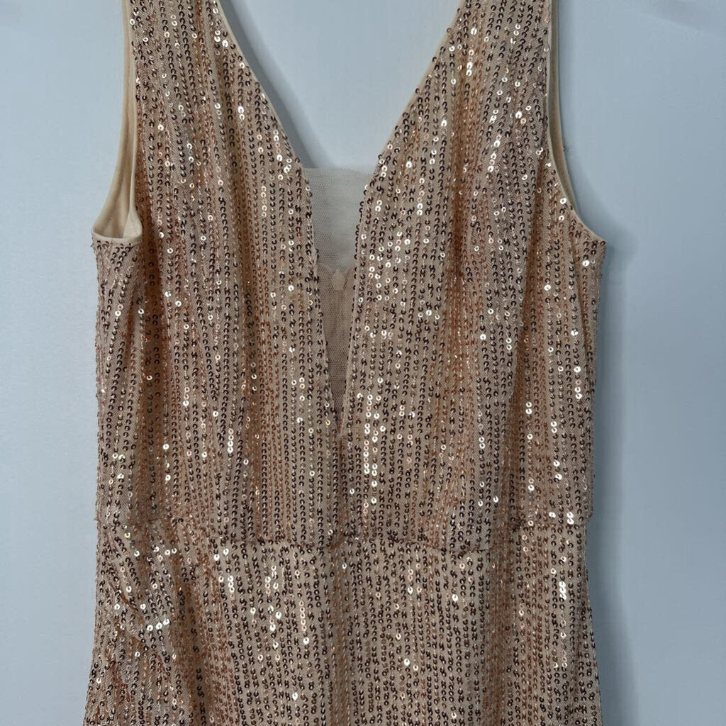 Grace Karin Dress M Cream/Gold Sequins