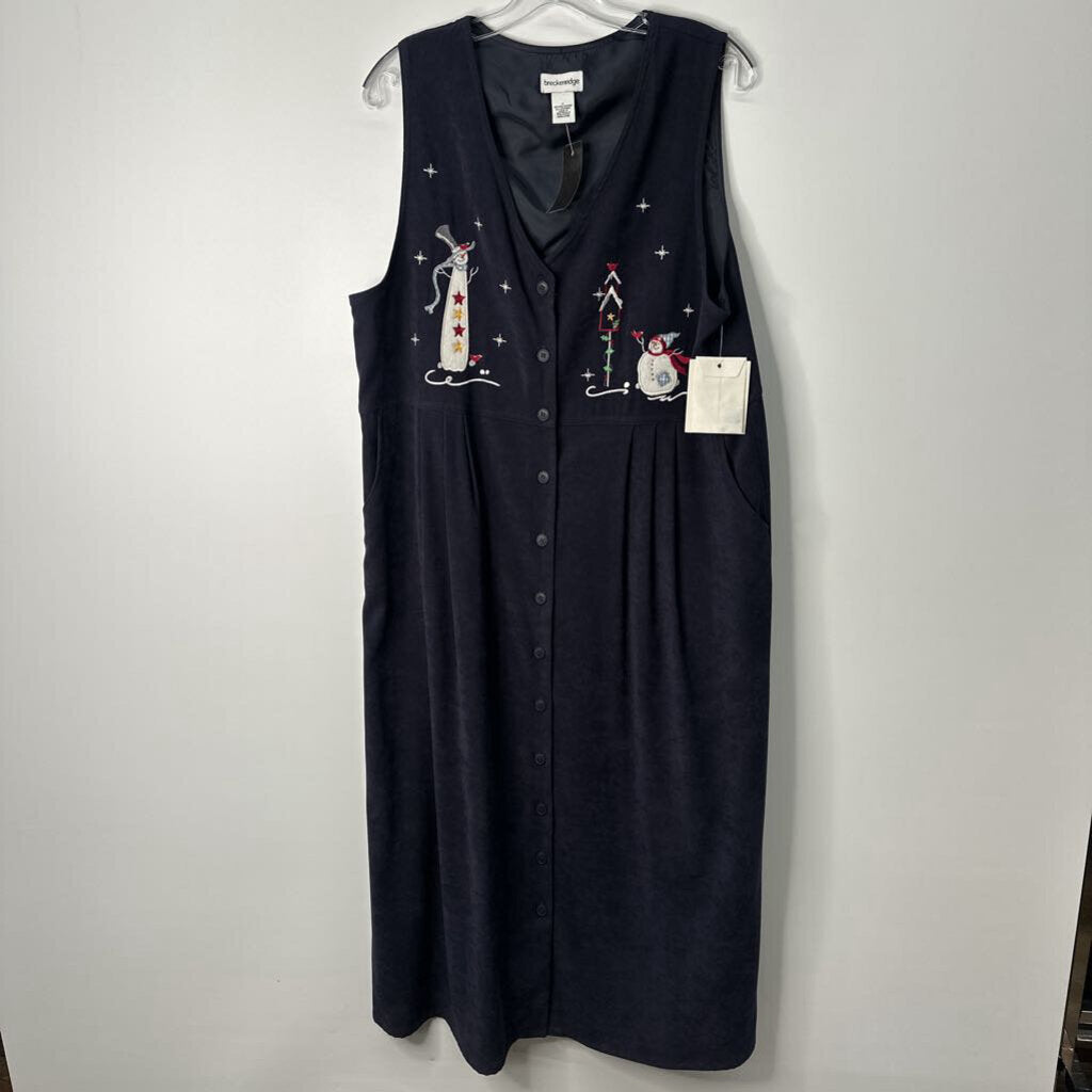 Breckenridge Dress L Navy/Snowmen