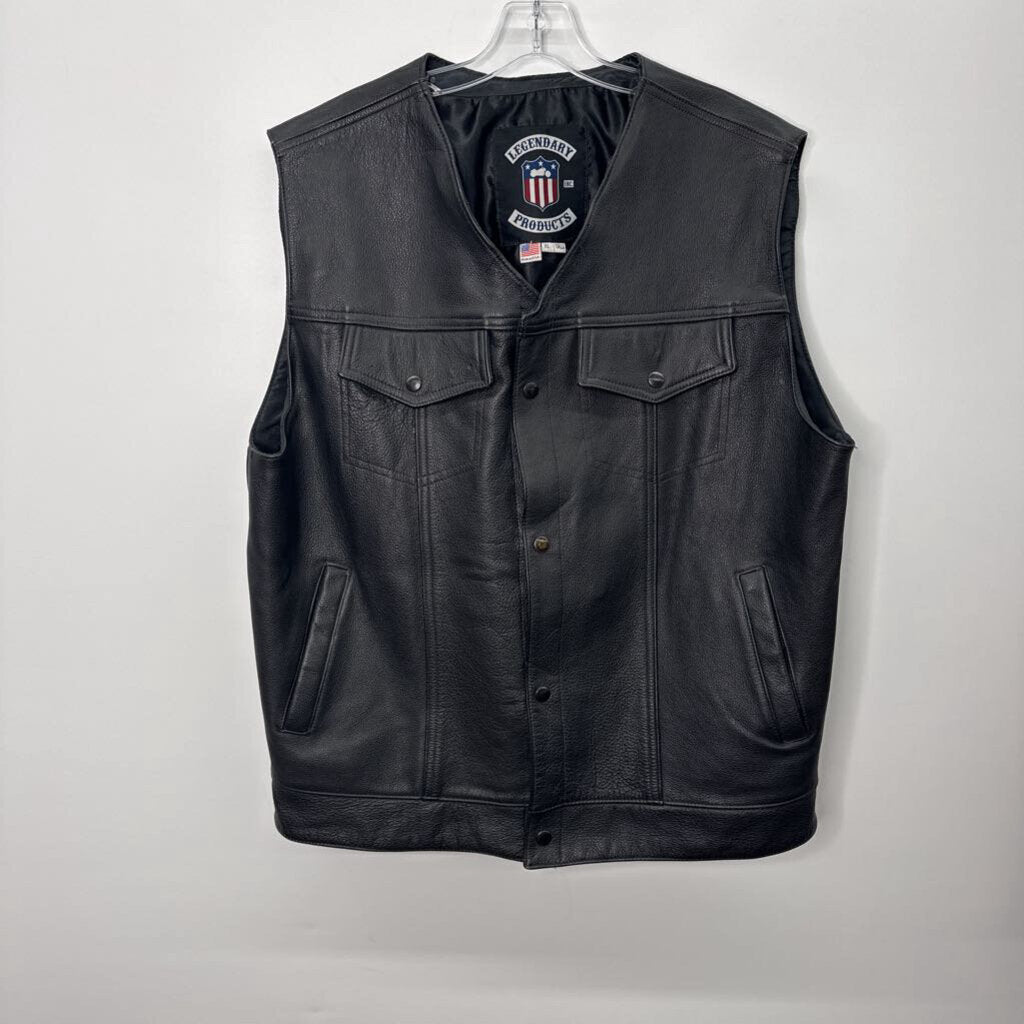 Vest Men's XL Tall Black Leather