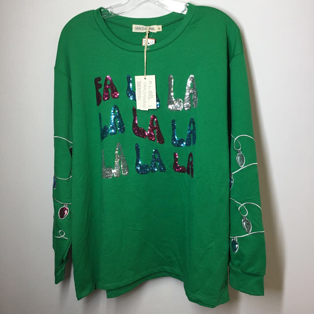 Long Sleeve XL Green/Blue/Pink