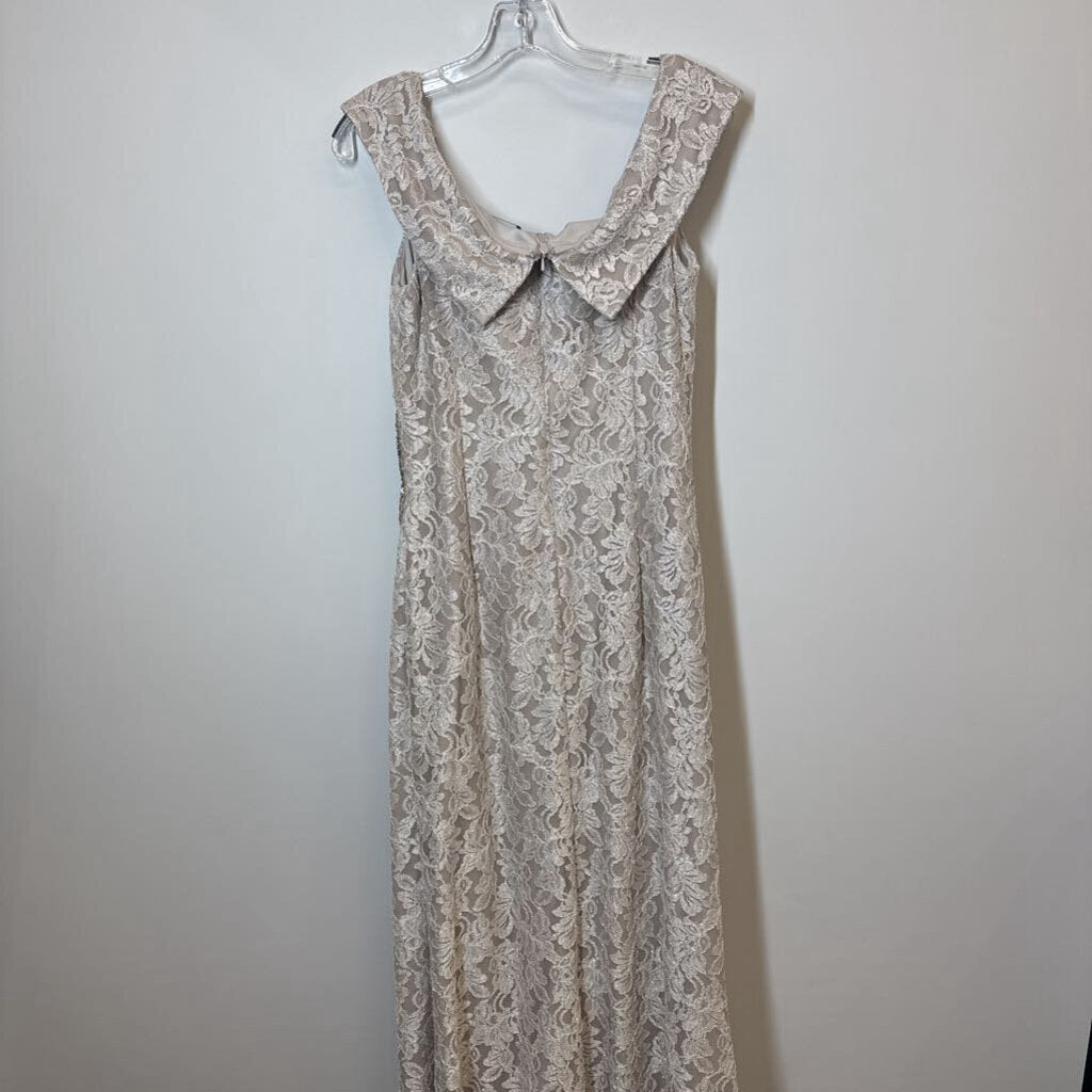 Alex Evenings Formal Wear 12/L Tan/White/lace/Sparkle