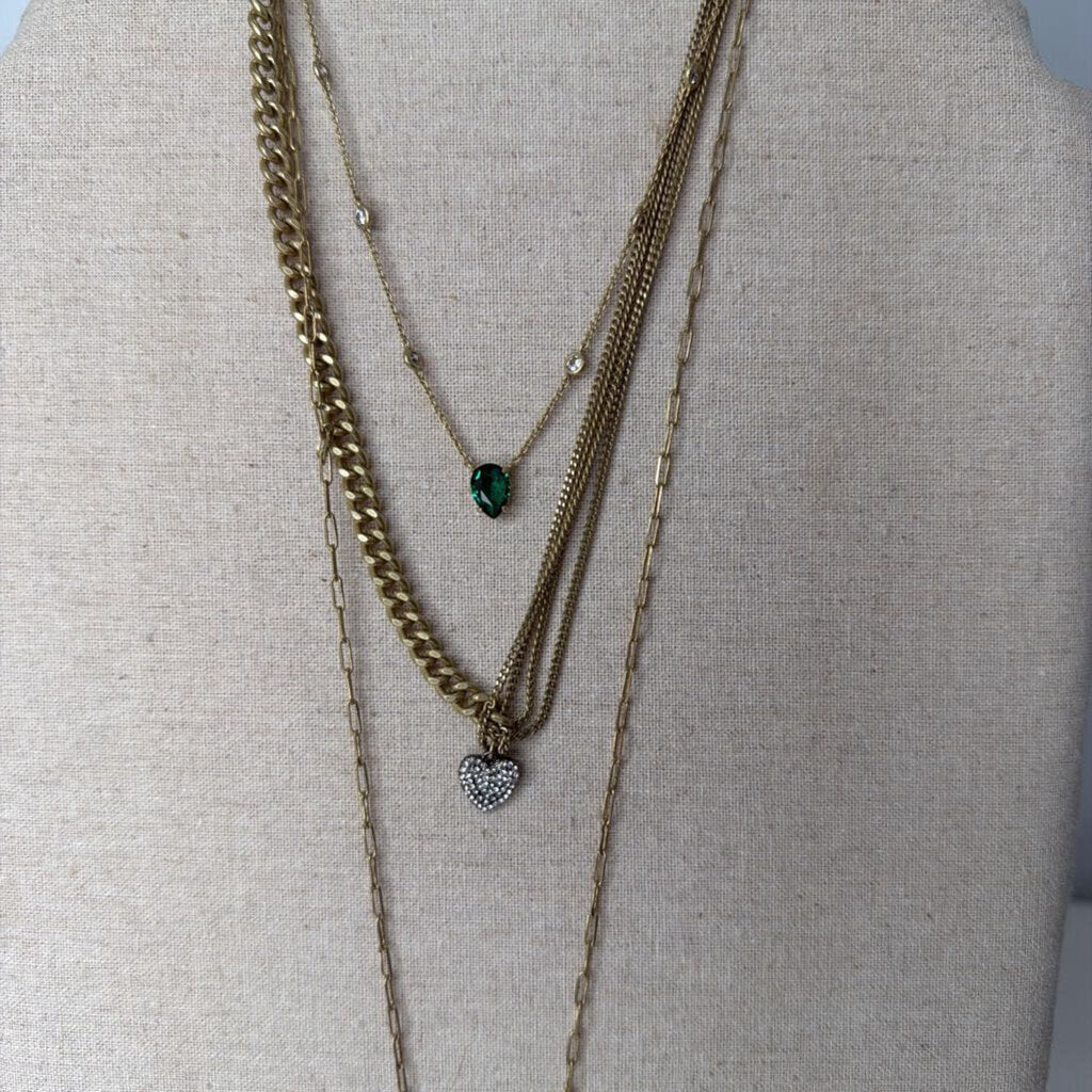 Stella&Dot Accessories Necklace Gold/Emerald/Hematite