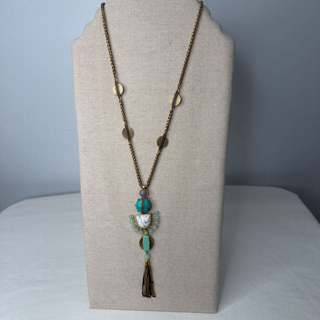 Stella&Dot Accessories Totem Tassel PendantNecklace Gold/Turquoise