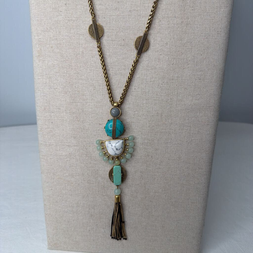 Stella&Dot Accessories Totem Tassel PendantNecklace Gold/Turquoise