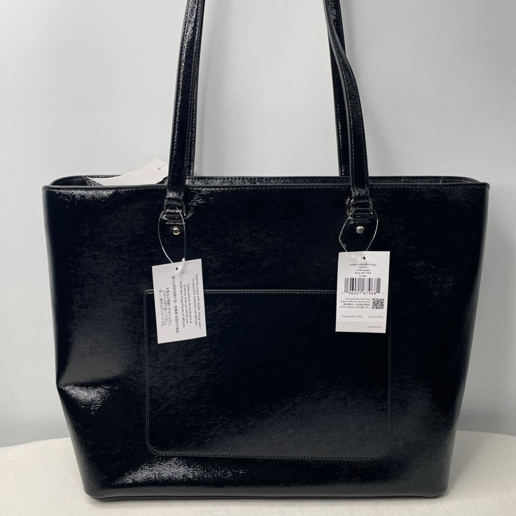Kate Spade Purses Bridget Large Tote Black Crinkle Patent