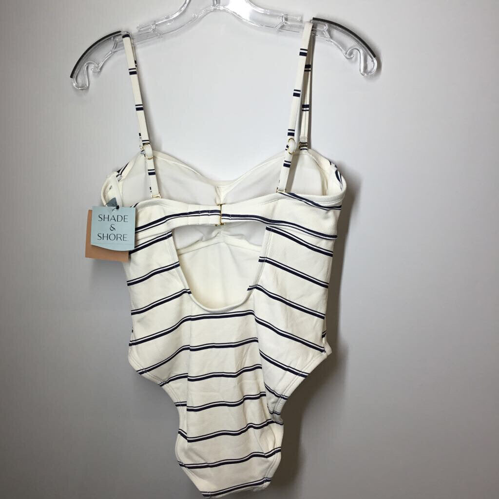 Shade & Shore Swim Wear M White/Navy Stripes
