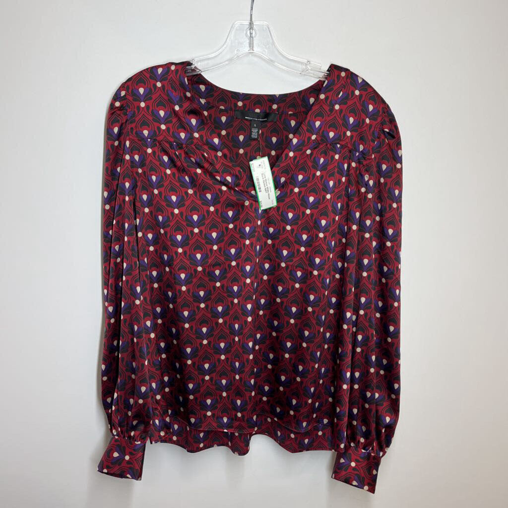 White House Black Market Long Sleeve L Red/Purple/Black