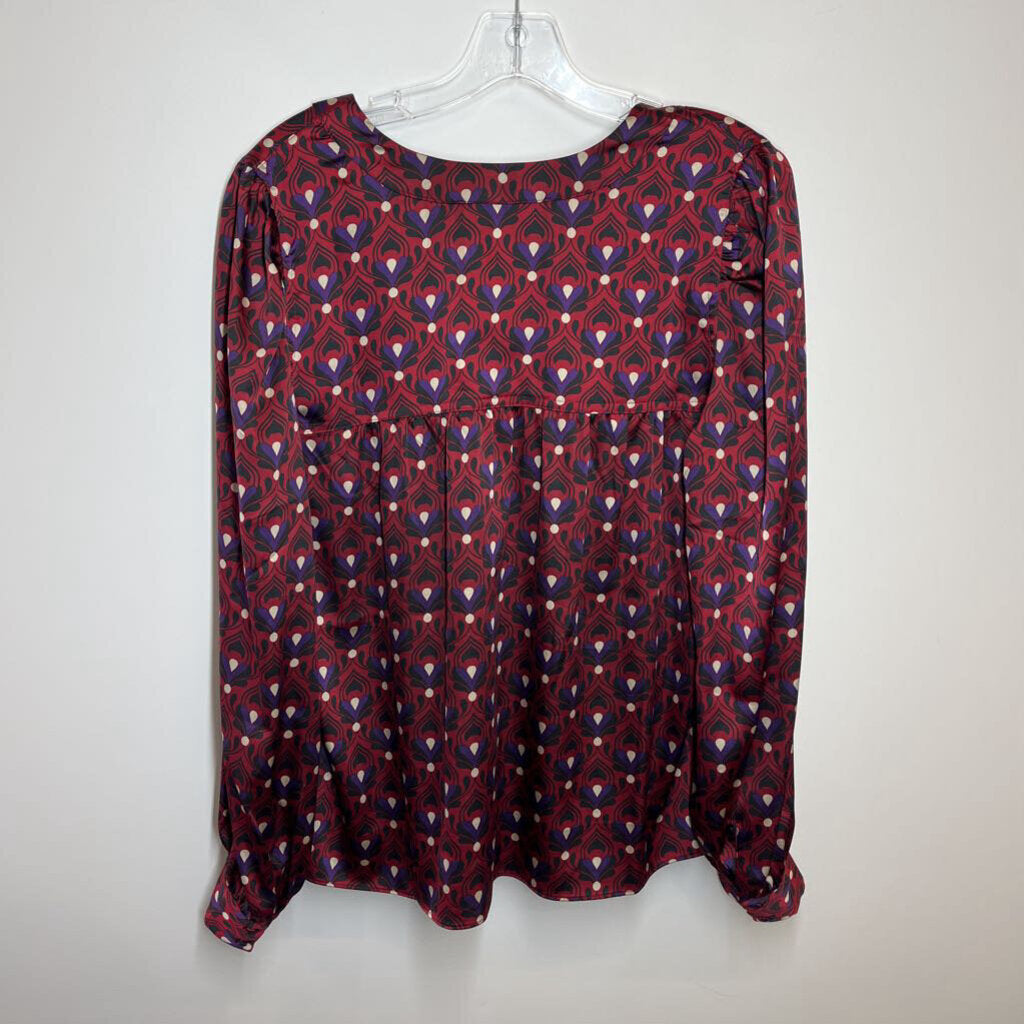 White House Black Market Long Sleeve L Red/Purple/Black