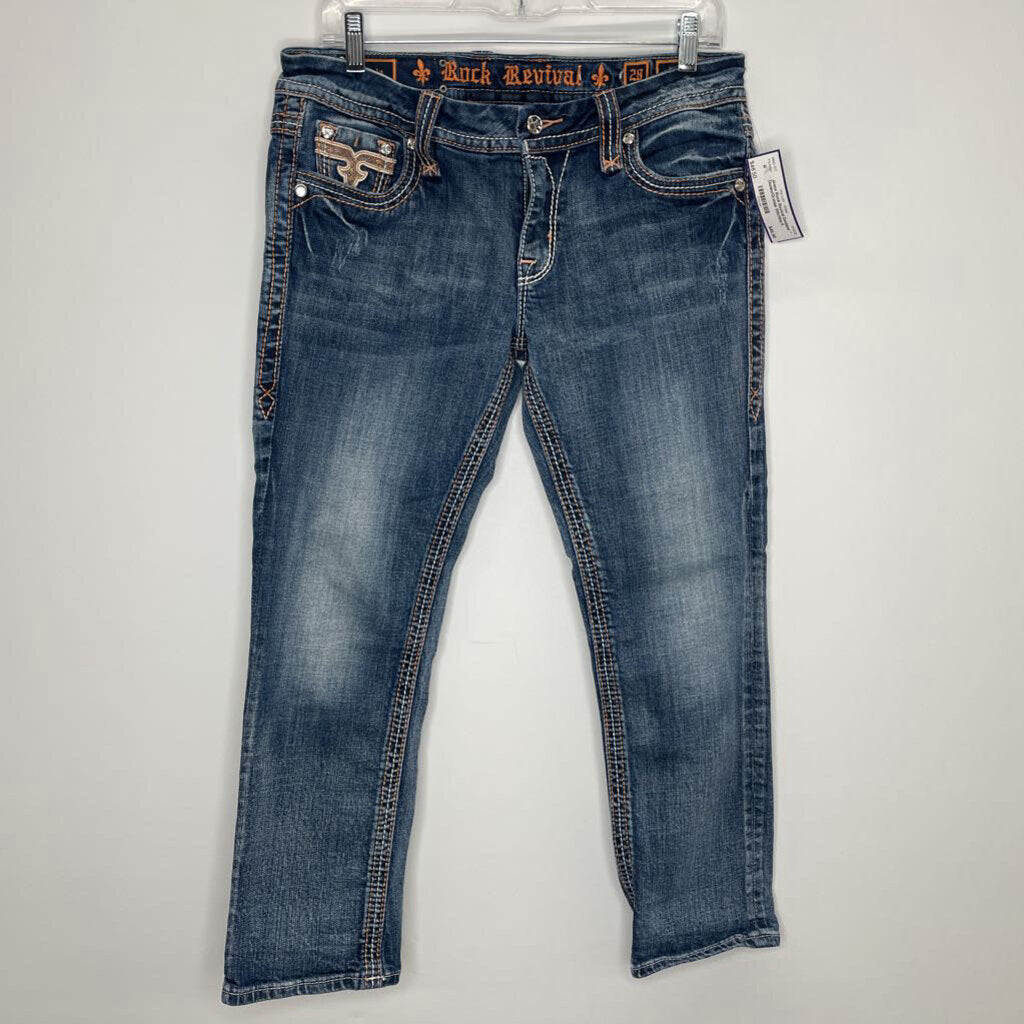Rock Revival Designer Jeans 6 Denim/Orange Stitching