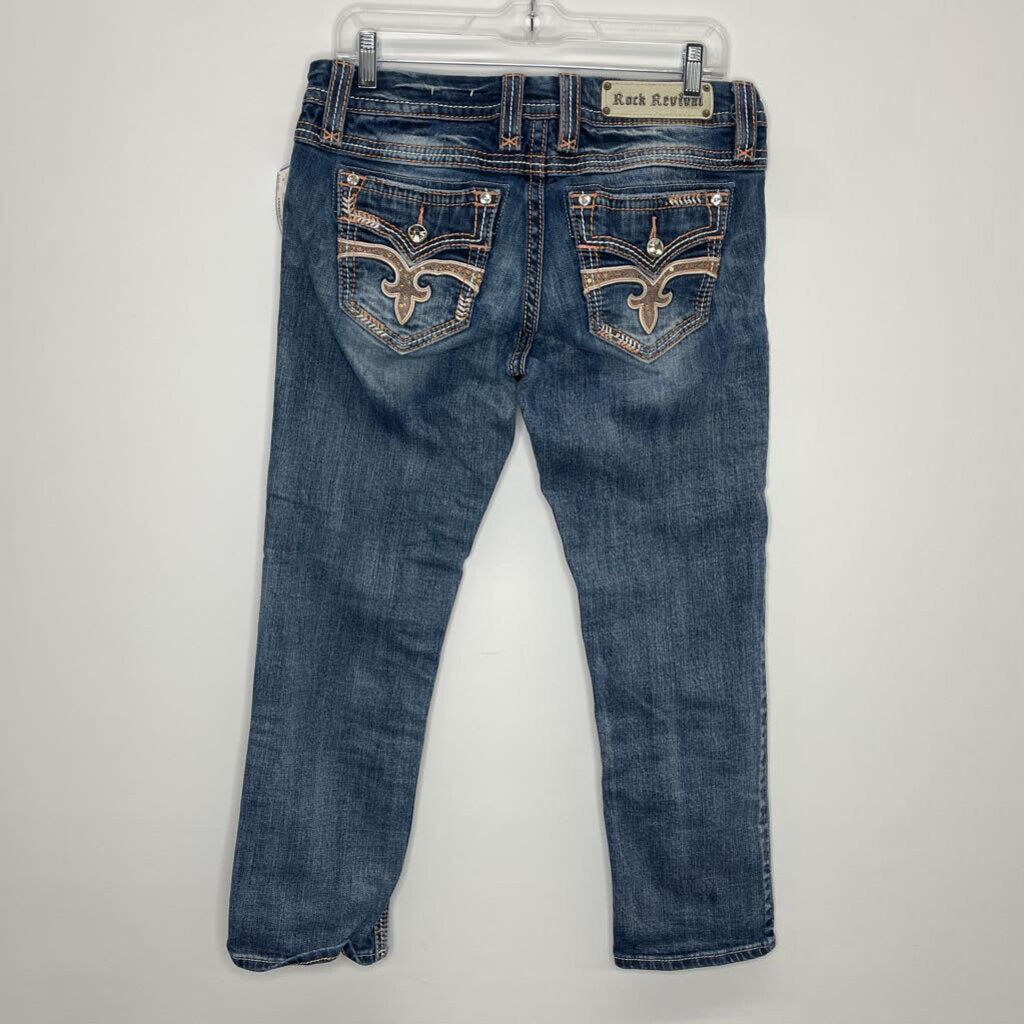 Rock Revival Designer Jeans 6 Denim/Orange Stitching