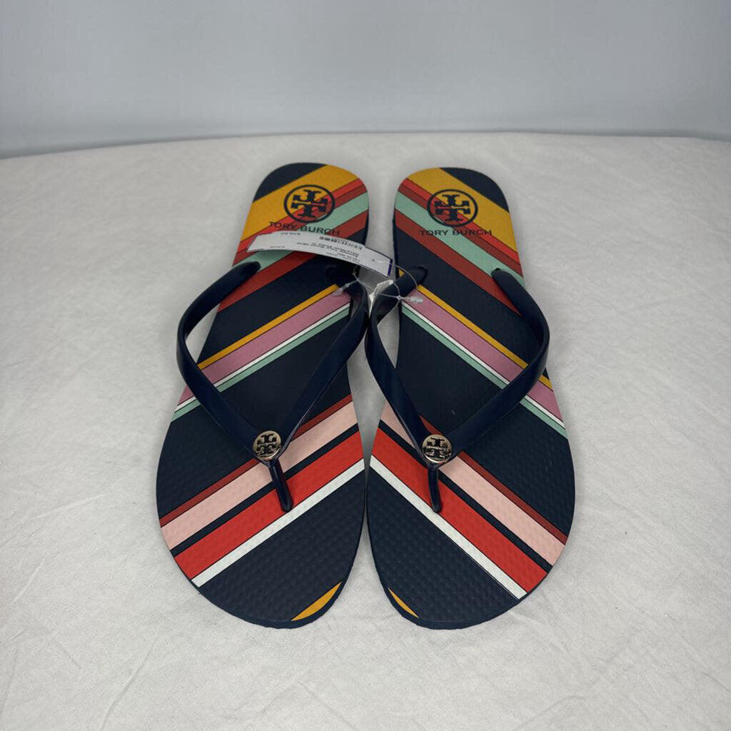 Tory Burch Sandals 11 Navy/Multi Stripe