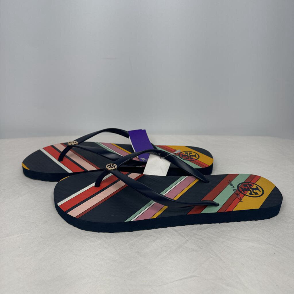 Tory Burch Sandals 11 Navy/Multi Stripe