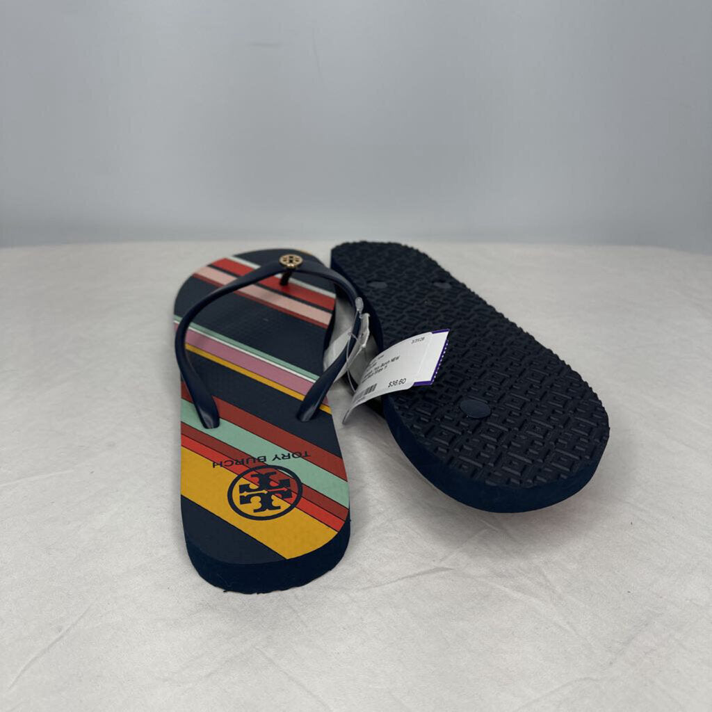Tory Burch Sandals 11 Navy/Multi Stripe