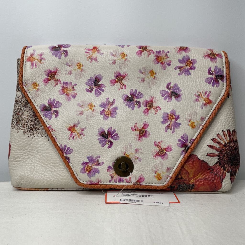 Anthropologie Purses Clutch Cream/Floral