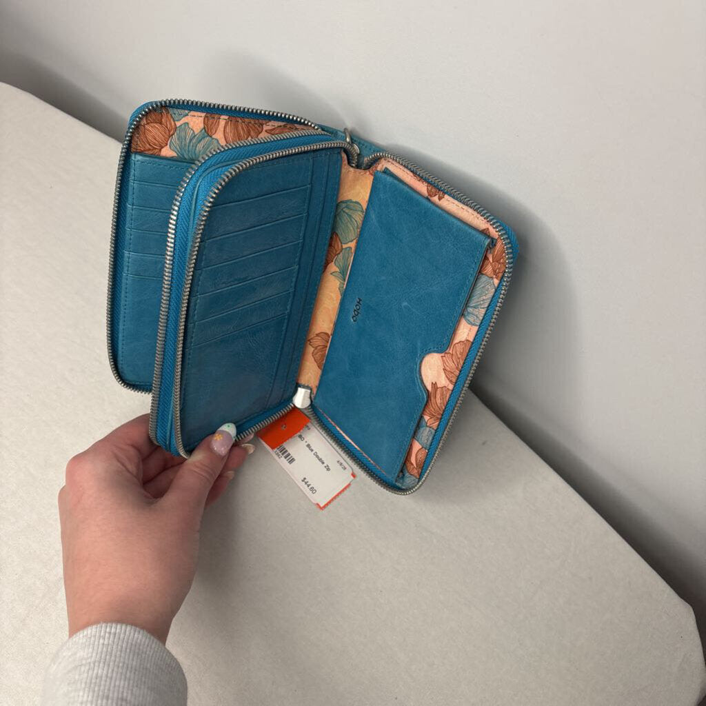HOBO Wallet Double Zip Around Blue