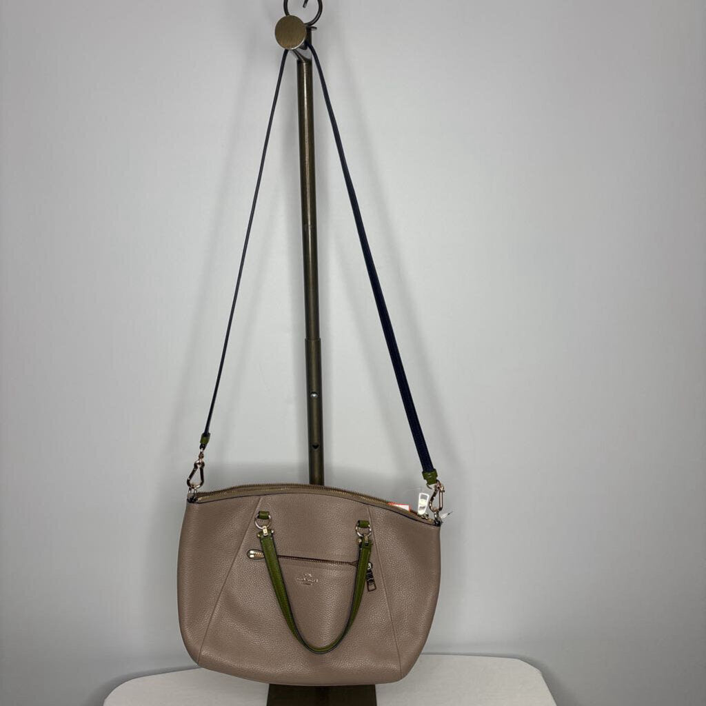 Coach Purses Medium Satchel w/Crossbody strap Tan/Green