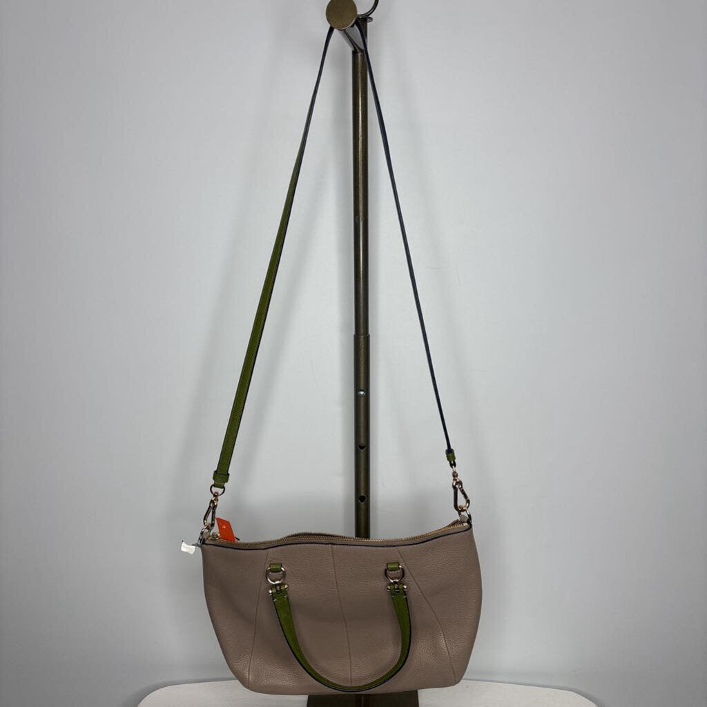 Coach Purses Medium Satchel w/Crossbody strap Tan/Green