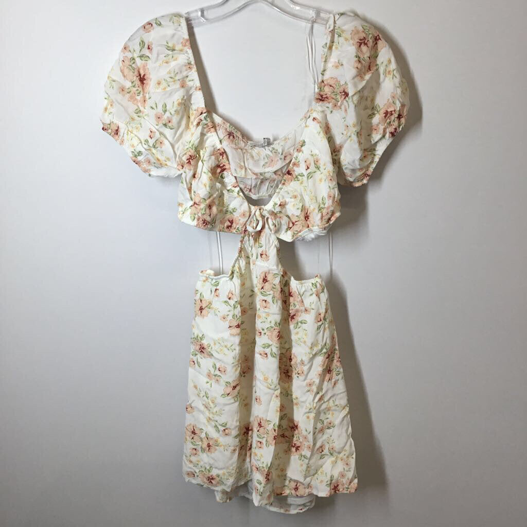 Love Tree Dress L White/Pink/Floral