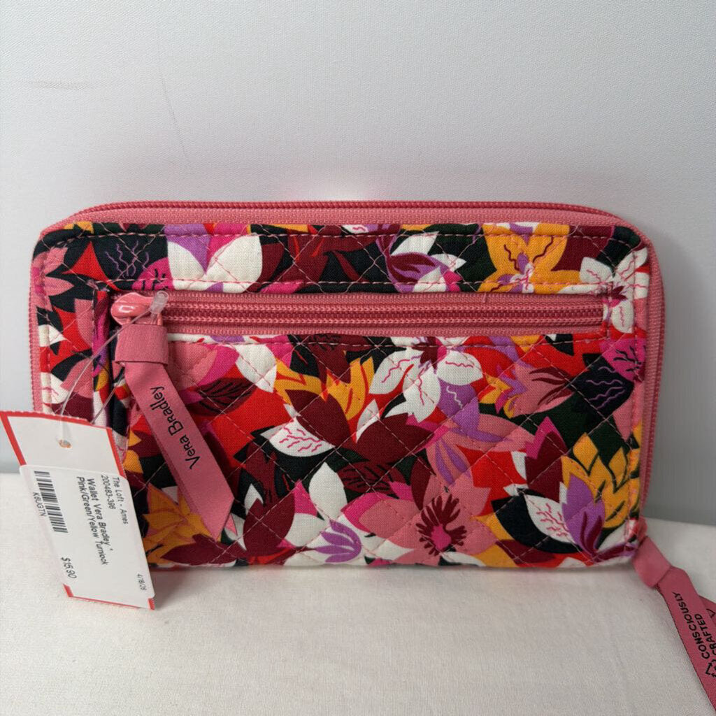Vera Bradley Wallet Turnlock Pink/Green/Yellow