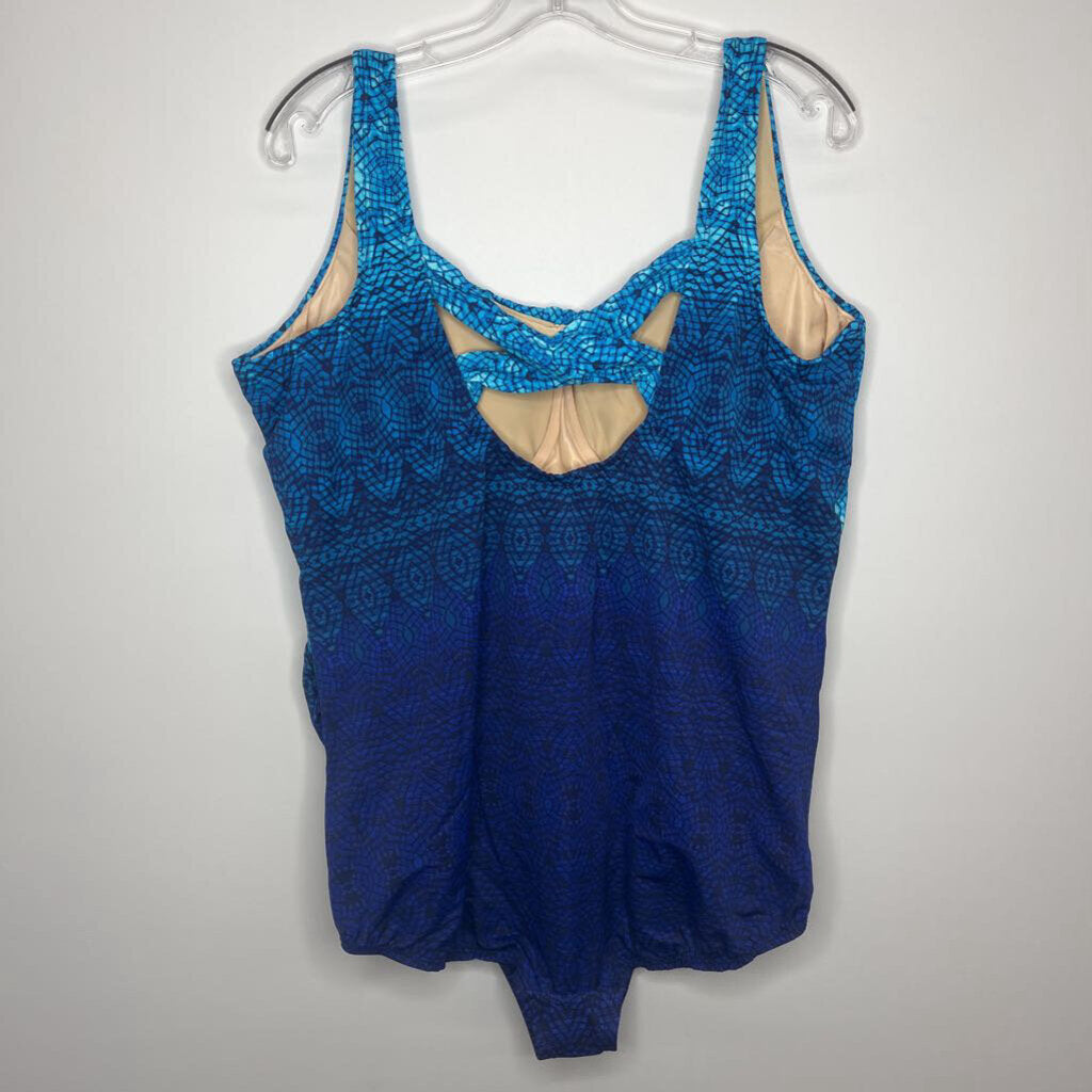 Lands' End Swim Wear 3X Plus Navy Blue