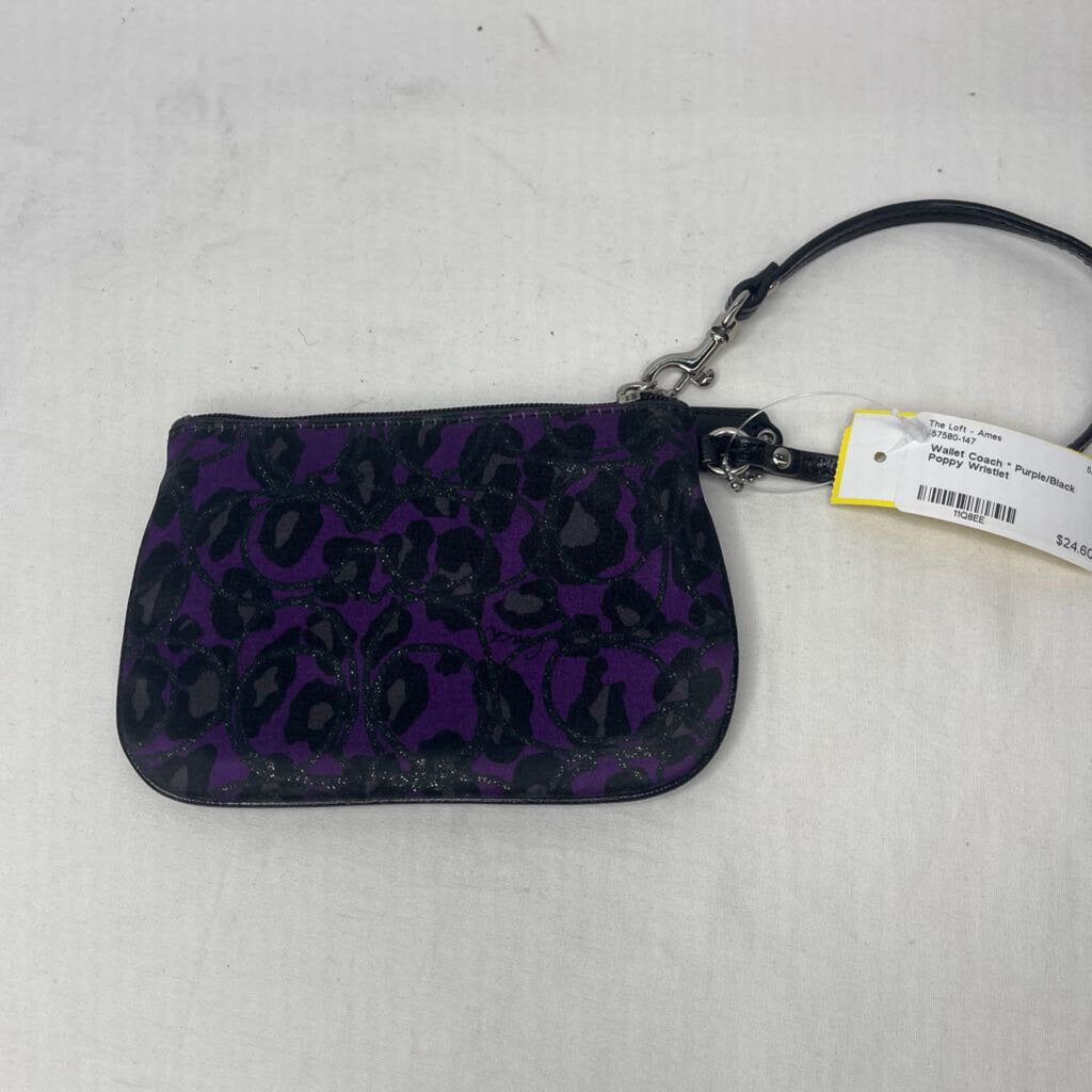 Coach Wallet Poppy Wristlet Purple/Black