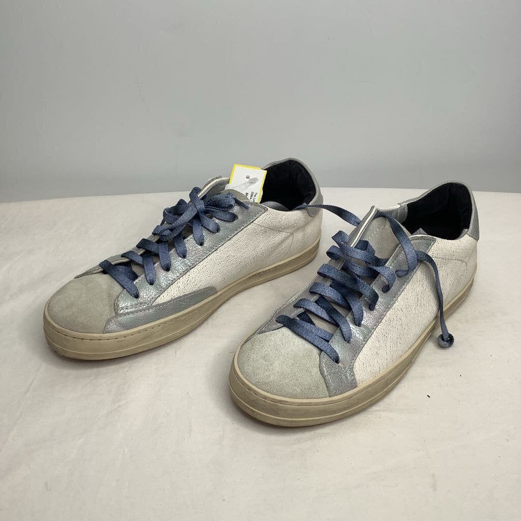 P448 Shoes 8 Cream/Silver/Blue